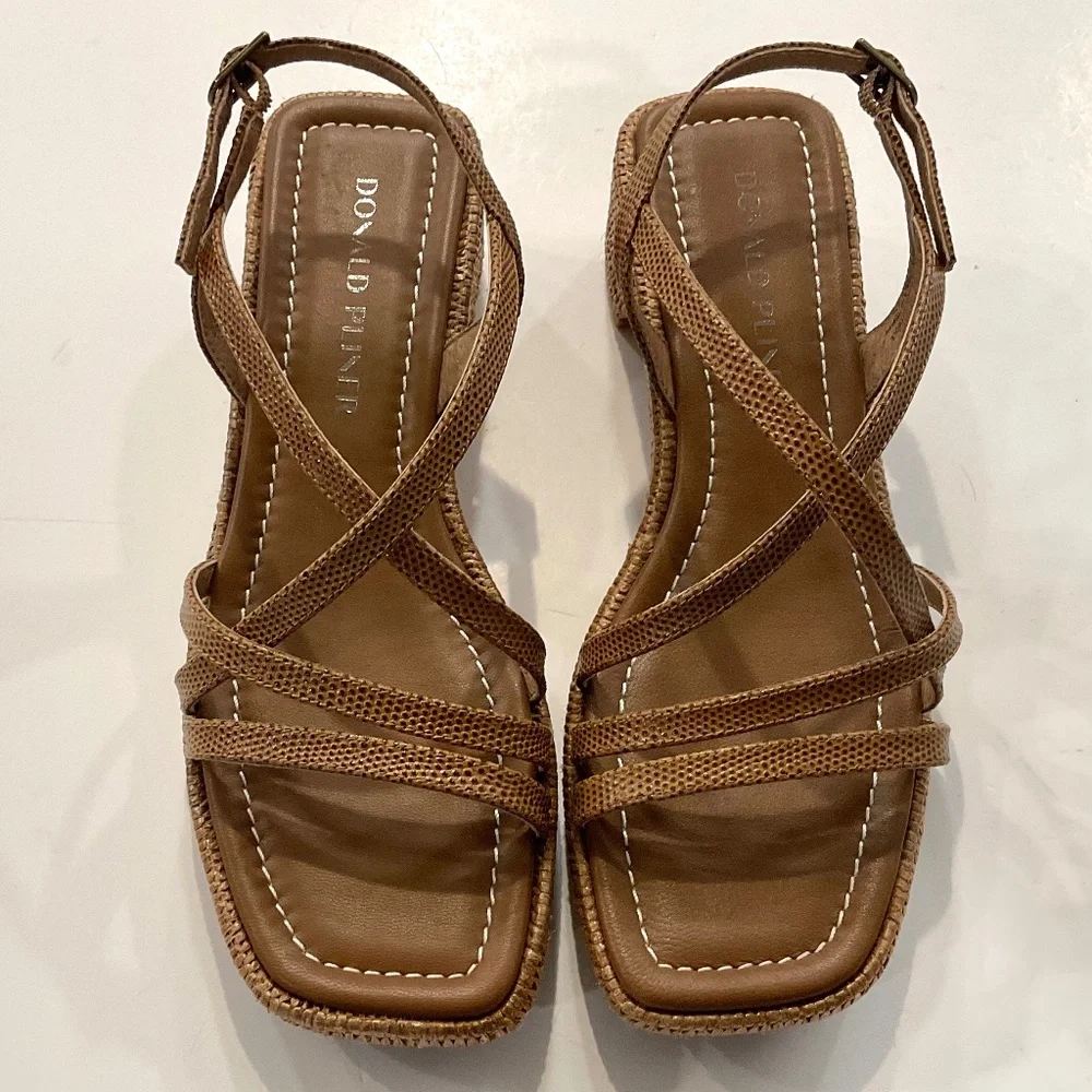 DONALD PLINER The Rosalie Platform Sandal Lizard Print Brown Size 7 LIKE NEW - Picture 6 of 9